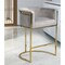 Iconic Home   Scout Counter Stool Chair Velvet Upholstered Rolled Shelter Arm Design Half-Moon Goldtone Solid Metal